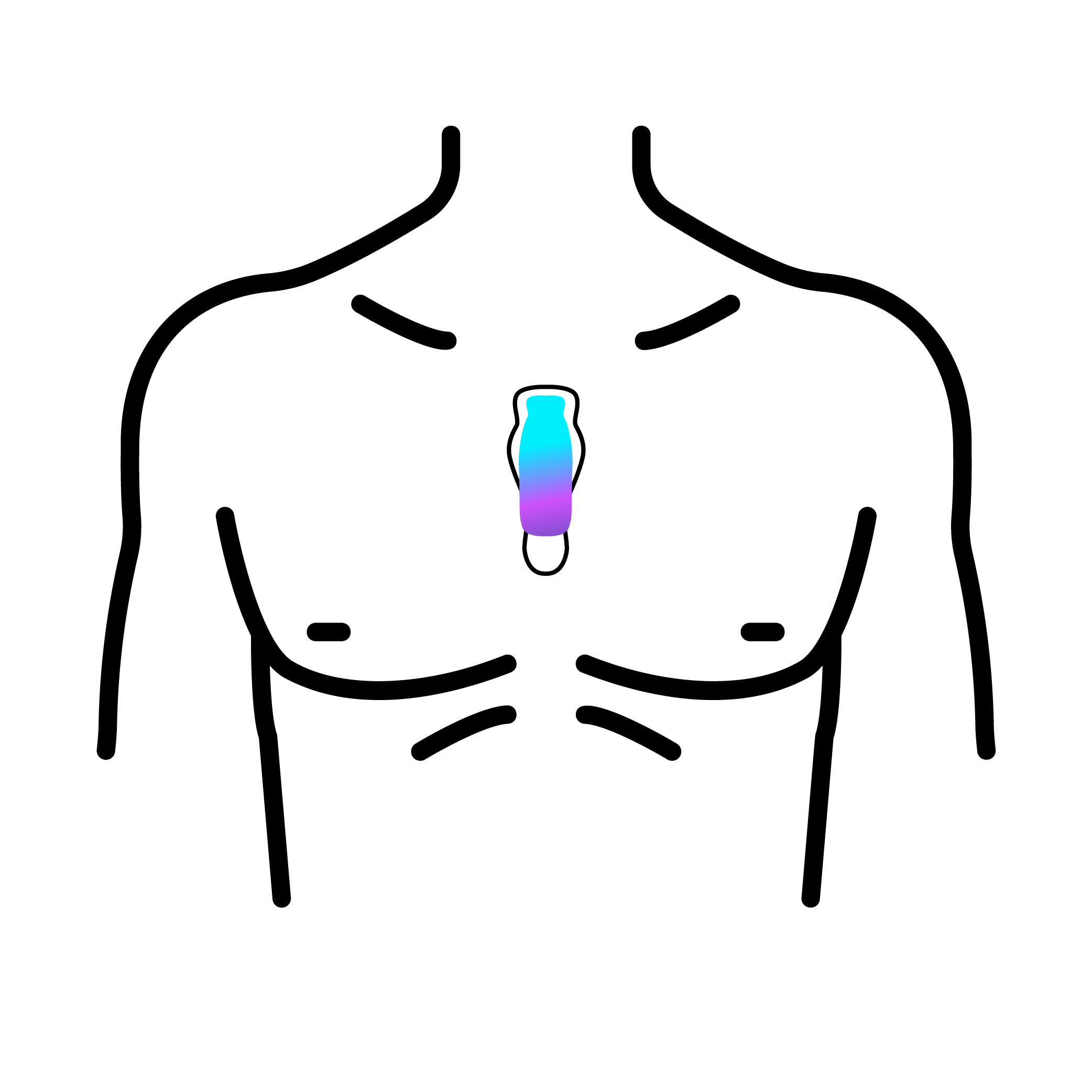 Icono que representa un pequeño dispositivo portátil y resistente al agua que realiza el seguimiento de la actividad cardiaca.